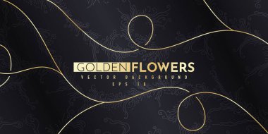 Altın çiçekli soyut desen. Lüks altın çizgisel süs. Premium tasarım