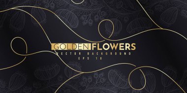 Altın çiçekli soyut desen. Lüks altın çizgisel süs. Premium tasarım