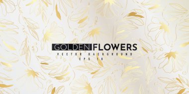 Altın çiçekli soyut desen. Lüks altın çizgisel süs. Premium tasarım