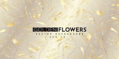 Altın çiçekli soyut desen. Lüks altın çizgisel süs. Premium tasarım