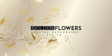 Altın çiçekli soyut desen. Lüks altın çizgisel süs. Premium tasarım