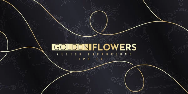 Altın çiçekli soyut desen. Lüks altın çizgisel süs. Premium tasarım