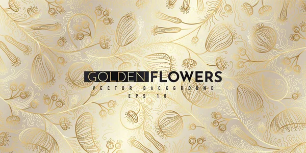 Altın çiçekli soyut desen. Lüks altın çizgisel süs. Premium tasarım