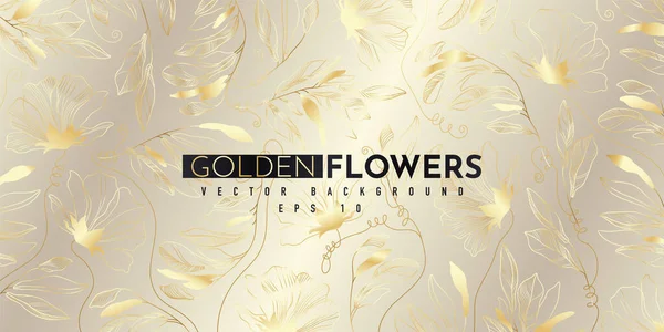 Altın çiçekli soyut desen. Lüks altın çizgisel süs. Premium tasarım