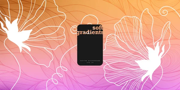 İnce çizgili çiçekleri ve yaprakları olan yumuşak bir vektör arkaplanı. Pastel gradyanlı bahar kompozisyonu. Etiketler, kapaklar, duvar kağıtları, basılı ve tekstil ürünleri için uygun.