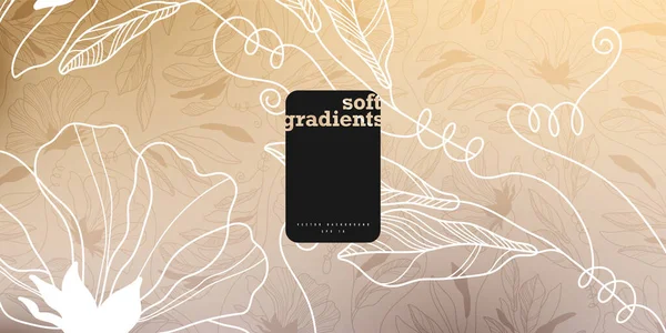 İnce çizgili çiçekleri ve yaprakları olan yumuşak bir vektör arkaplanı. Pastel gradyanlı bahar kompozisyonu. Etiketler, kapaklar, duvar kağıtları, basılı ve tekstil ürünleri için uygun.