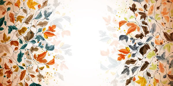 Bright Colorful Background Autumn Leaves Branches Vector Stylized Seasonal Ornament — Stock Photo, Image