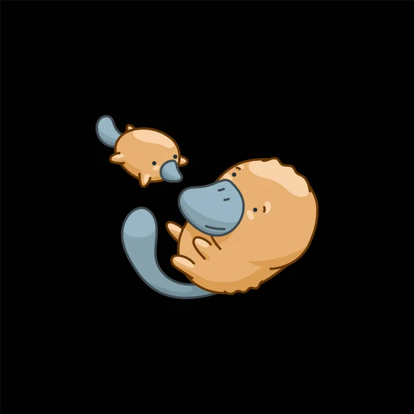 Platypus Kawaii Style Cute Cartoon Character — 图库照片