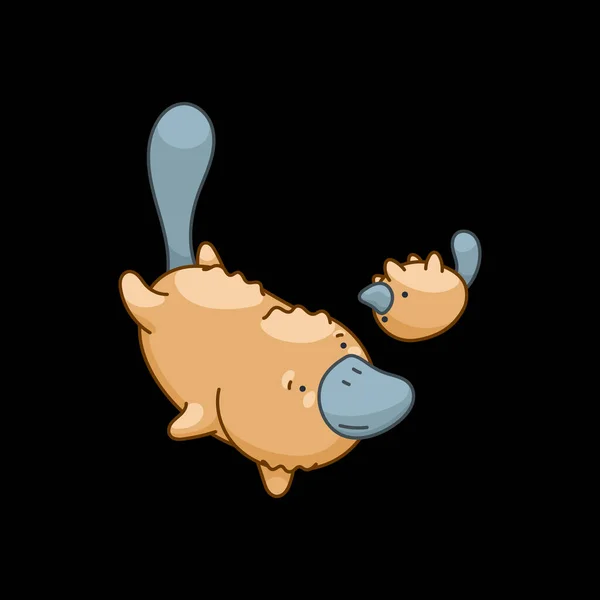 Platypus Kawaii Style Cute Cartoon Character — 图库照片