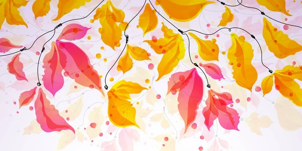 枝に秋の葉を持つ明るいカラフルな背景 ベクトル様式化された季節の装飾 ポスター チラシ パッケージ 招待状 ポストカード テキスタイルデザイン その他のアクセサリーに最適です — ストック写真