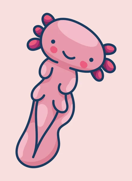 Kawaii风格的Axolotl 可爱的卡通角色 — 图库照片