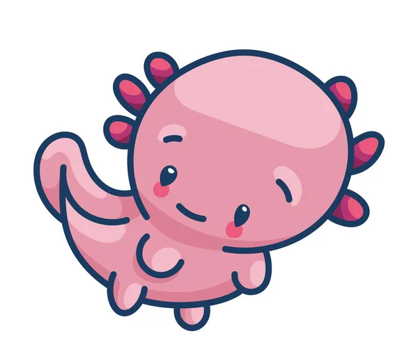 Axolotl Dans Style Kawaii Personnage Dessin Animé Mignon — Photo