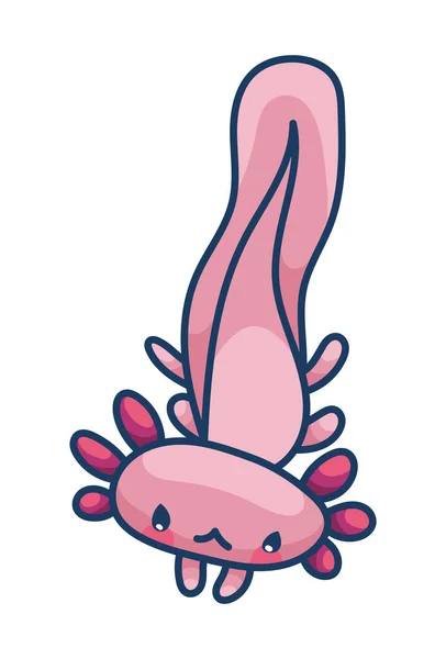 Axolotl Στυλ Kawaii Χαριτωμένο Χαρακτήρα Κινουμένων Σχεδίων — Φωτογραφία Αρχείου