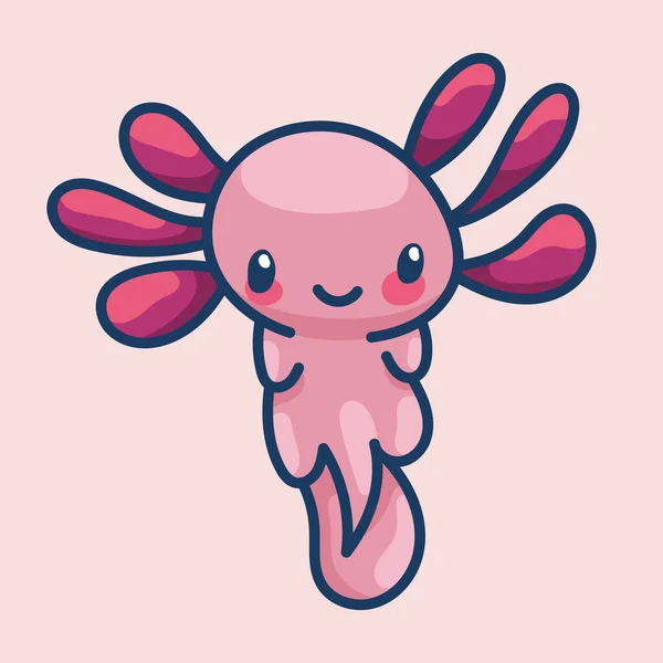 Axolotl Kawaii Stil Niedliche Comicfigur — Stockfoto