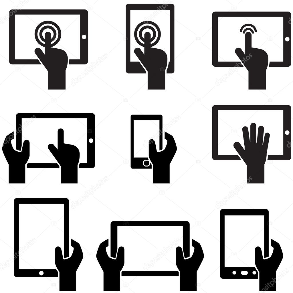 Icon set tablets and gadgets with touch screen