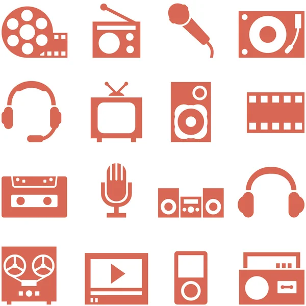 Icono conjunto de gadgets y dispositivos en un estilo retro . — Vector de stock