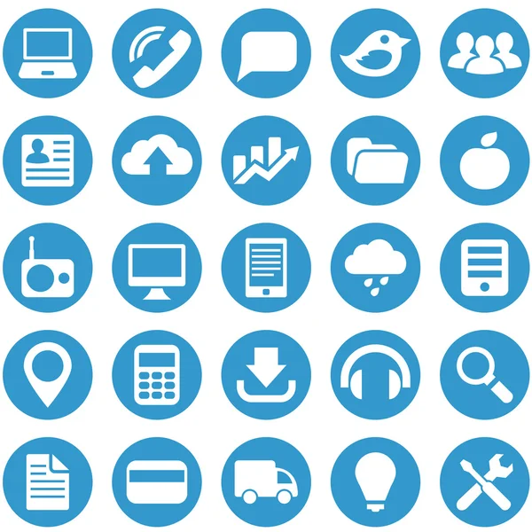 Icons for web site in blue circle. — Stock Vector