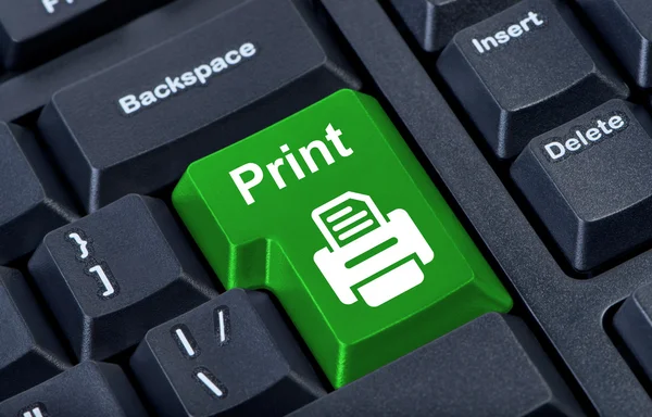 Print button with printer. — Stock Photo, Image