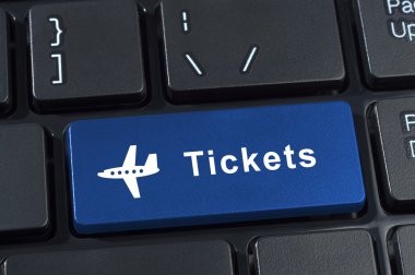 Button tickets with plane icon.
