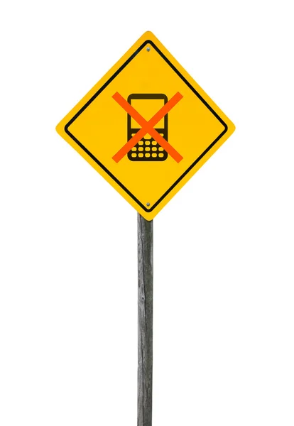 Panneau de signalisation avec téléphone cellulaire croisé . — Photo