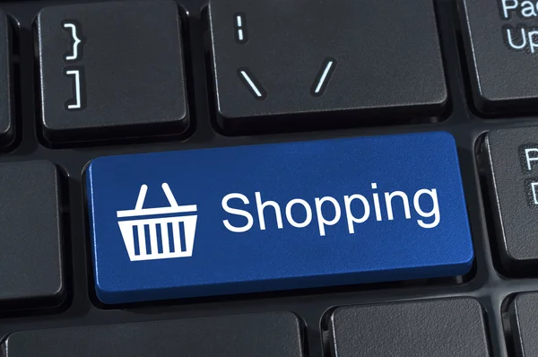 Teclado de botón de compras con icono de cesta . —  Fotos de Stock
