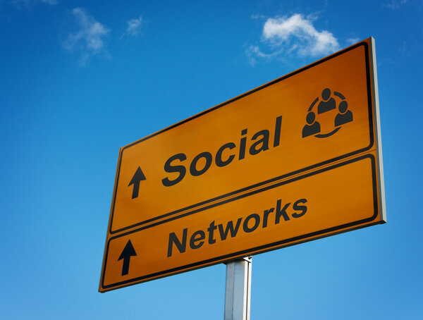 Social networks road sign.