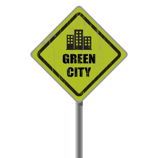 Green city road sign. — Stock Vector