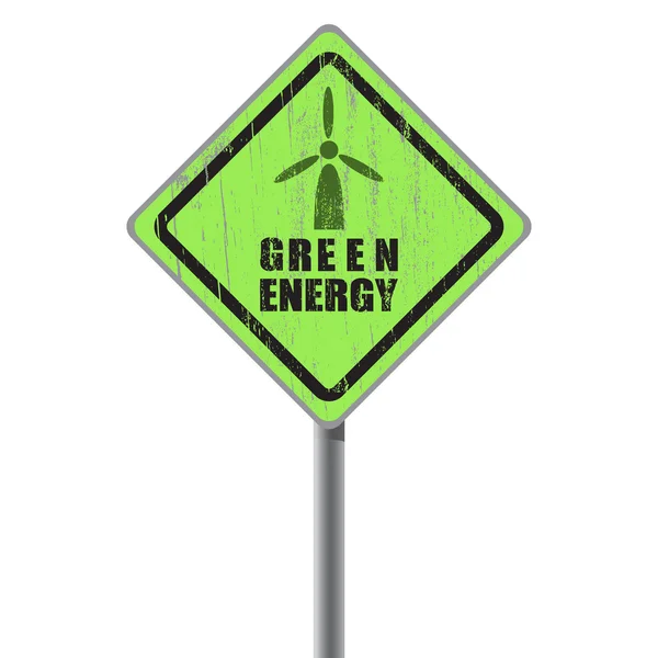 Green energy old scratched street sign. — Stock Vector