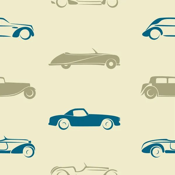Seamless mönster med retro bilar. — Stock vektor
