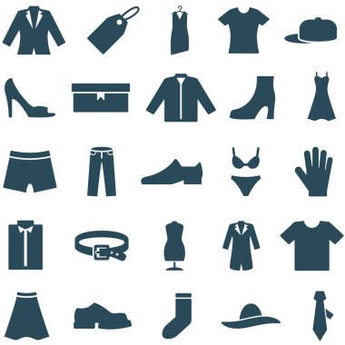 Set vector icons clothes and accessories. clipart