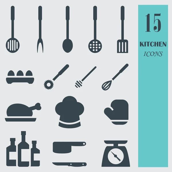 Кухонные принадлежности набор векторных значков . — стоковый вектор