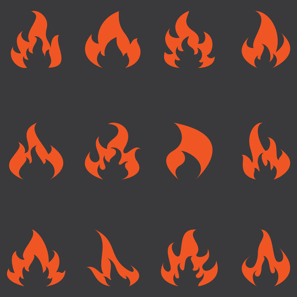 Flame set of vector icons.