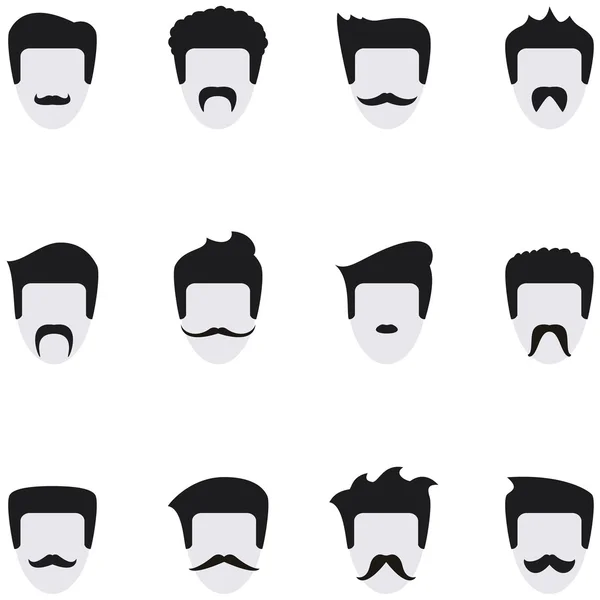 Establecer iconos vectoriales cara con bigotes — Vector de stock