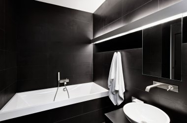 modern mimari tarzı banyo iç siyah ve beyaz tonlarda