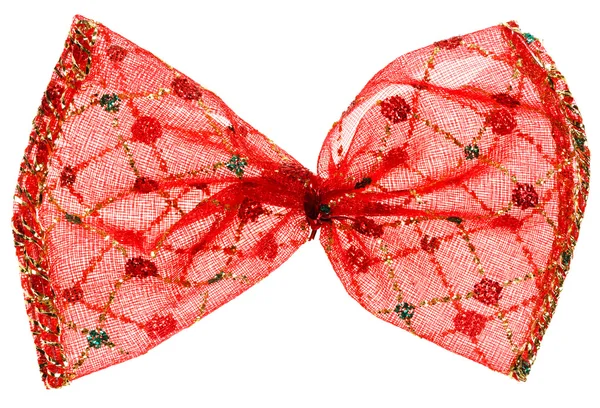 Red Christmas spotted bow, isolated on white — Stock Photo, Image