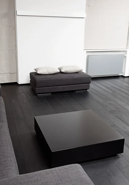 Modern oturma odası iç siyah ve beyaz tonlarda bir parçası — Stok fotoğraf