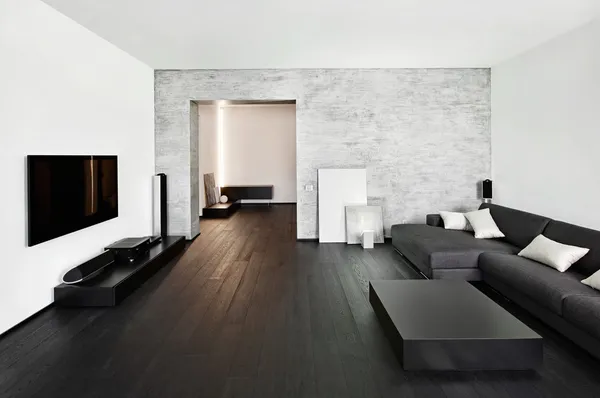 Salon interieur in moderne minimalisme stijl Rechtenvrije Stockfoto's
