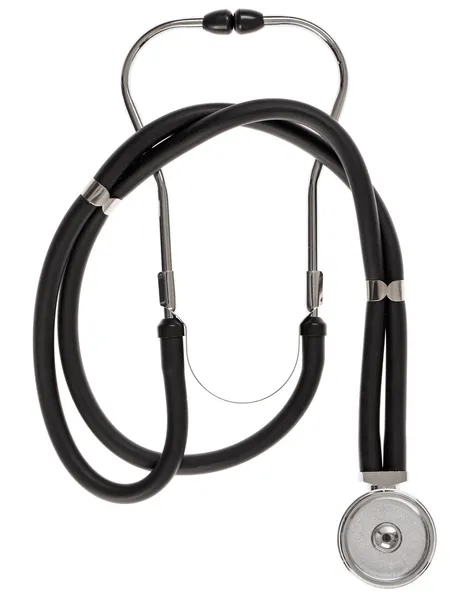 Medical stethoscope (black) isolated on white — Stock Photo, Image