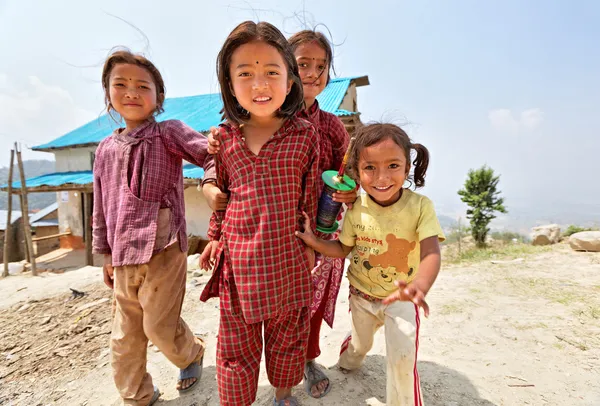 NAGARKOT, NEPAL - APRIL 5: Portrait of unidentified playful litt — Stock Photo, Image