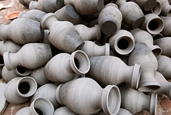 Group of earthenware on Bhaktapur pottery market — Stock Photo, Image