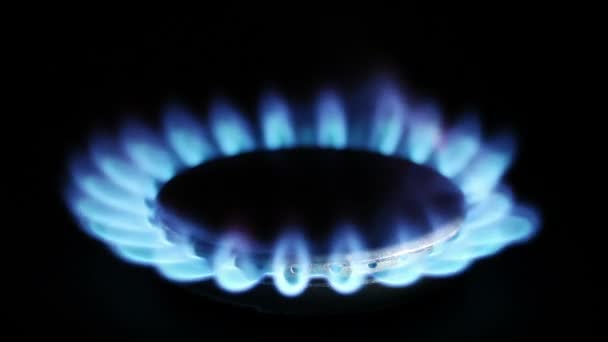 Natural gas inflammation in stove burner — Stock Video