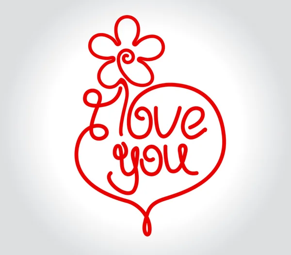 Flower and heart design with I Love You title for Valentines day — Stock Vector