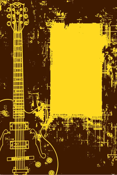 Gitarrensilhouette auf Grunge-Hintergrund — Stockvektor