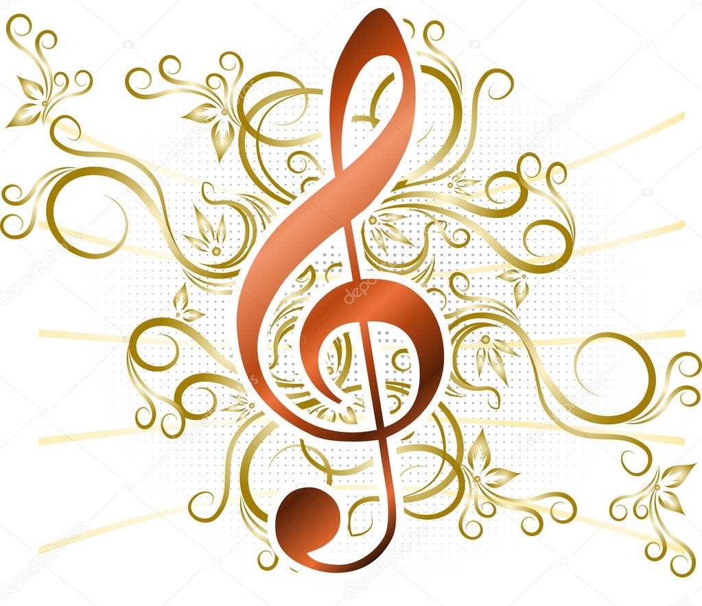 Abstract musical background with treble clef.