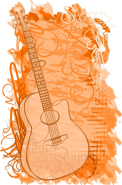 Abstract musical background with guitar — Stock Vector