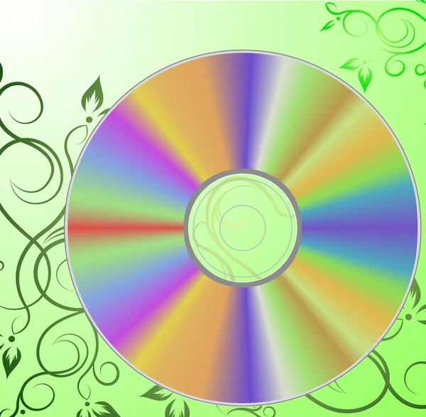 Compact Disc auf dem floralen Hintergrund. — Stockvektor