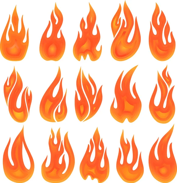 Collection of vector fires isolated on white — Stock Vector