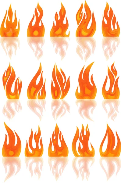 Collection of vector fires isolated on white — Stock Vector