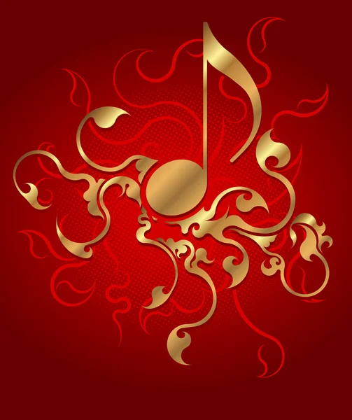 Musical background with gold note. Vector illustration. — Stock Vector