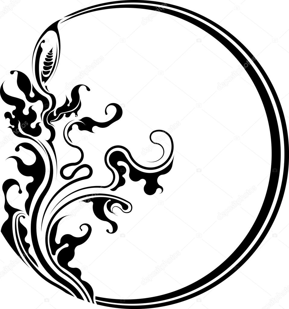 Download Floral round frame. Vector illustration. — Stock Vector ...